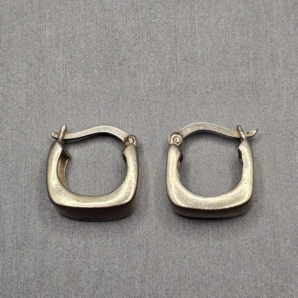 Sterling Silver 925 Square Hoop Earrings .75" Lever-Back 4.9g Modern Minimalist - Picture 7 of 7